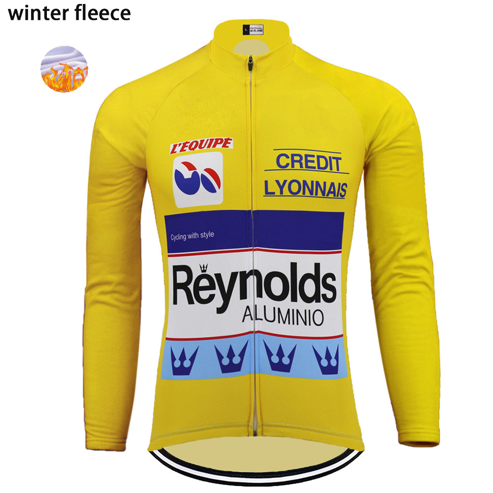 Reynolds Yellow and Blue Retro Cycling Jersey long sleeve