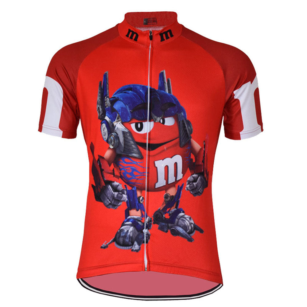 M&M Red Retro Cycling Jersey Short sleeve