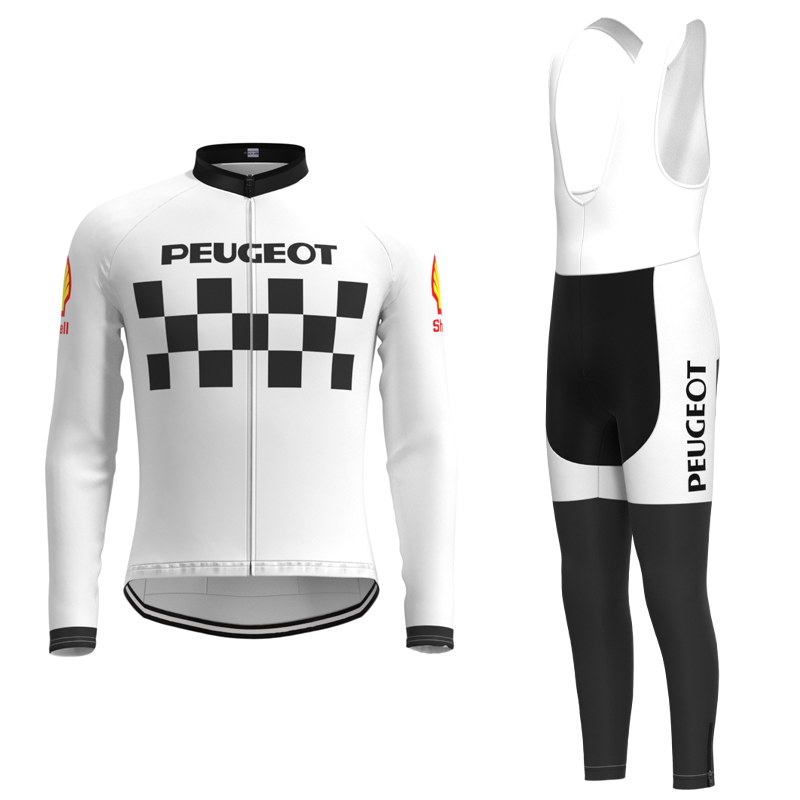 Classic 1960s Peugeot Retro Cycling Jersey Long sleeved suit