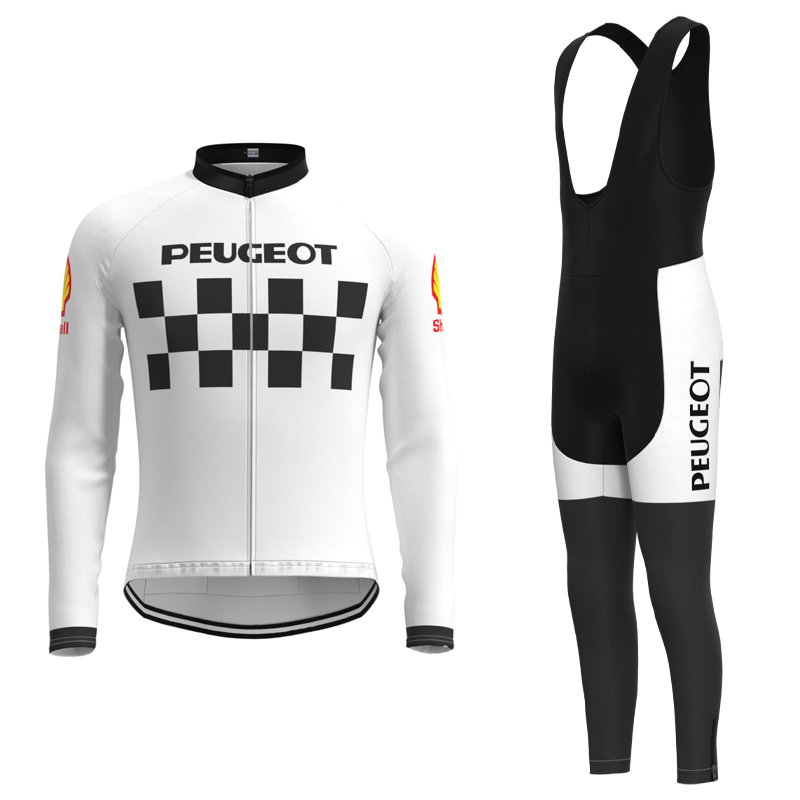 Classic 1960s Peugeot Retro Cycling Jersey Long sleeved suit