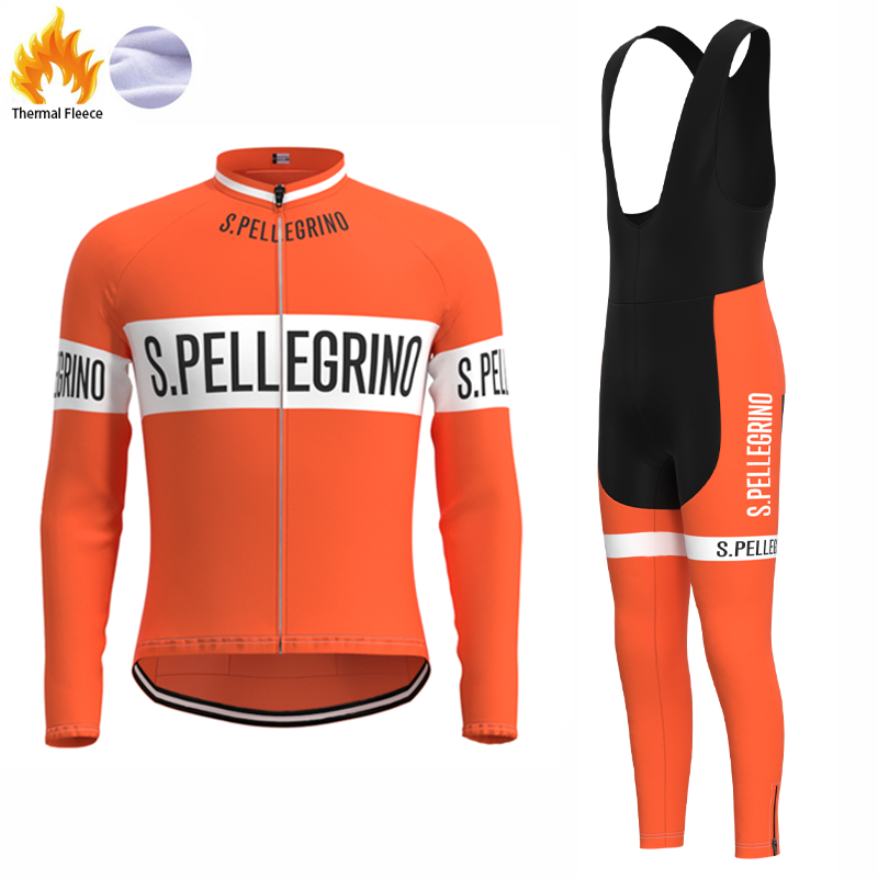SALE-San Pellegrino Retro Cycling Jersey Long sleeved suit
