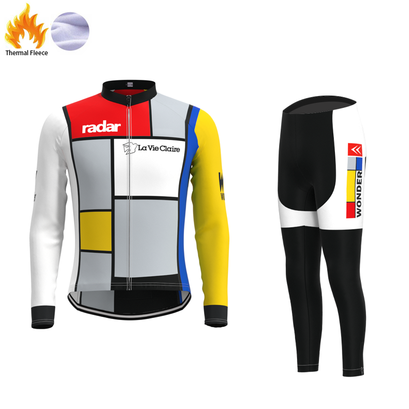 La Vie Claire Retro Cycling Jersey Long sleeved suit