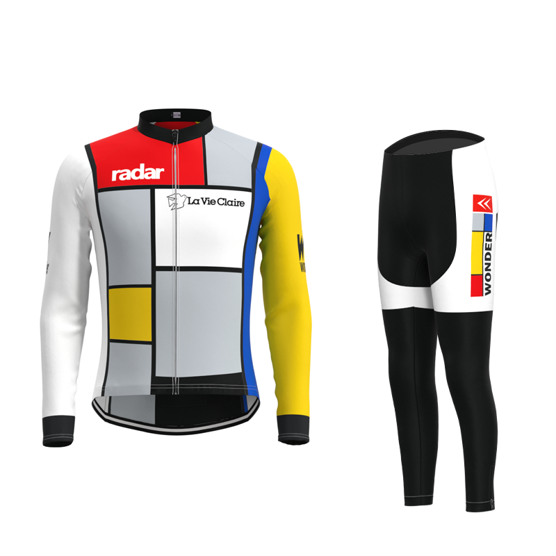 La Vie Claire Retro Cycling Jersey Long sleeved suit