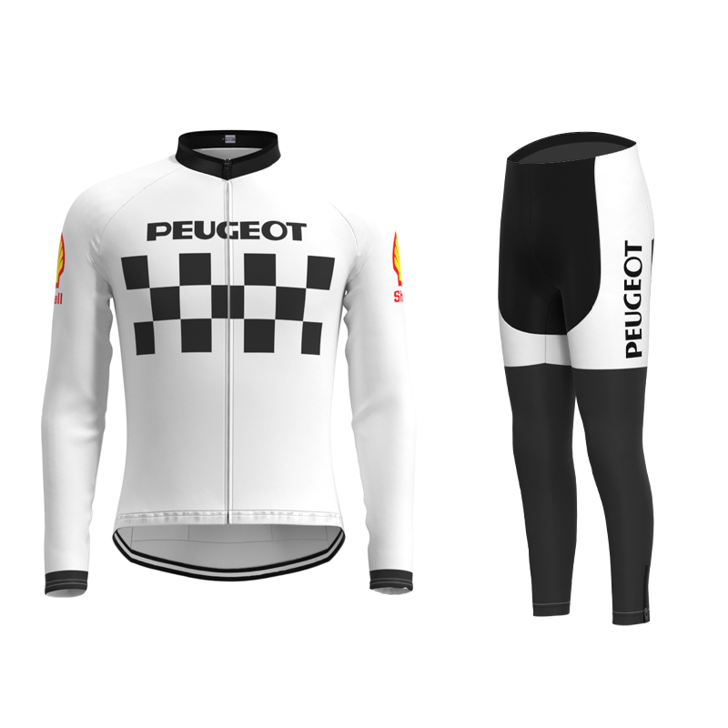 Classic 1960s Peugeot Retro Cycling Jersey Long sleeved suit