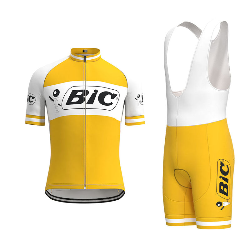 BIC Yellow Retro Cycling Jersey Set