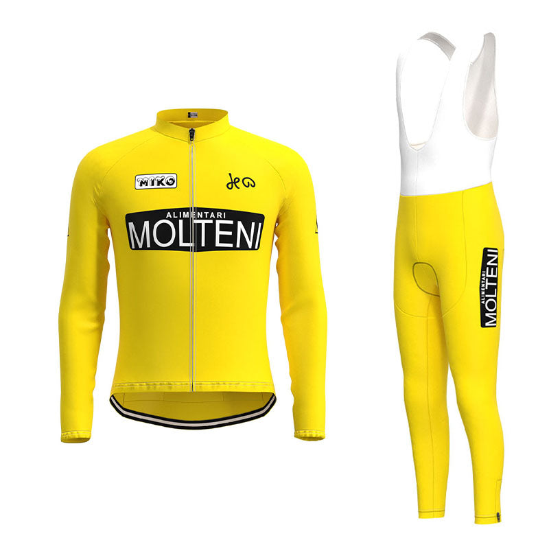 Molteni Yellow Retro Cycling Jersey Long Set (With Fleece Option)