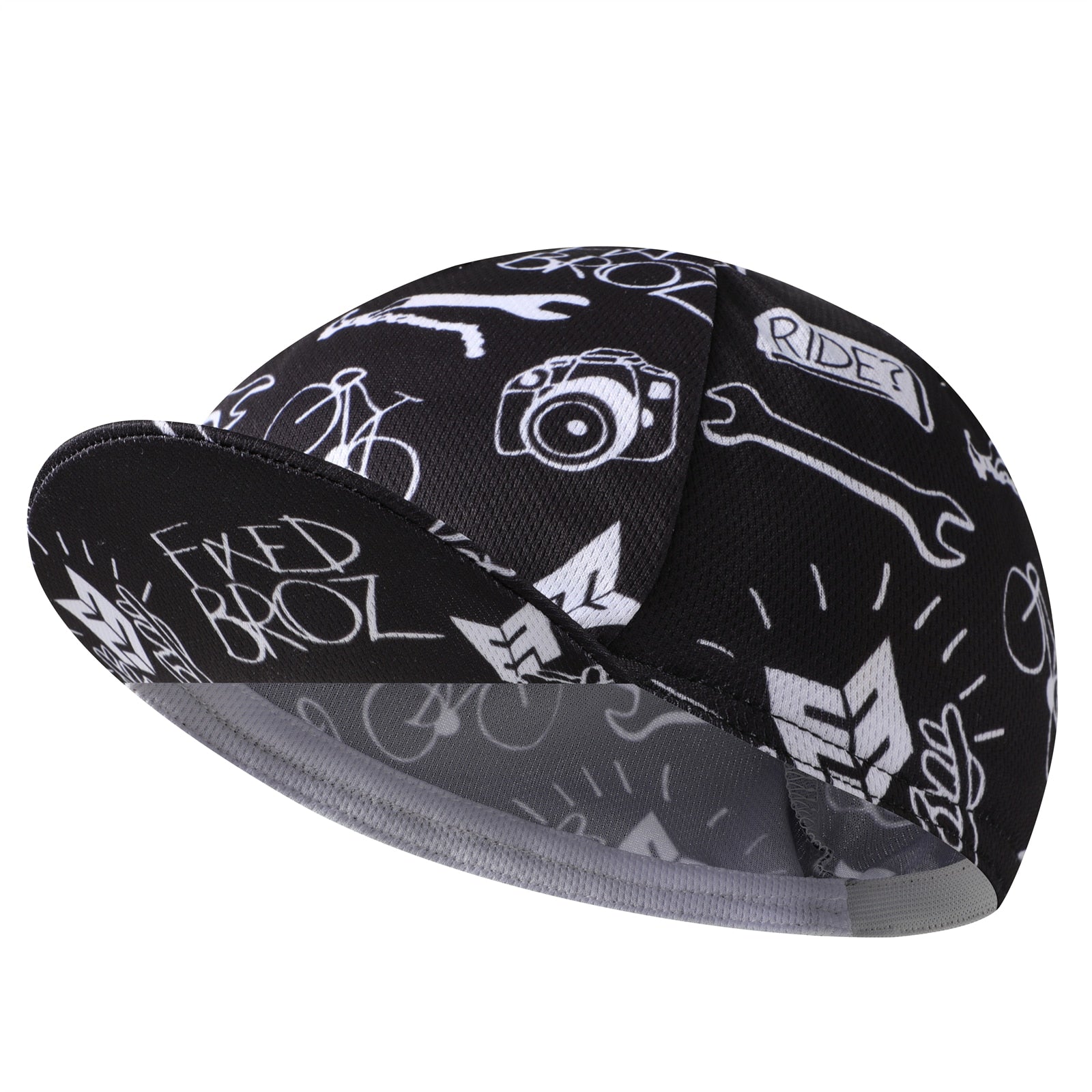 Black Cycling Cap - Polyester Cycling Hat-Under Helmet - Cycling Helmet Liner Breathable&amp;Sweat Uptake