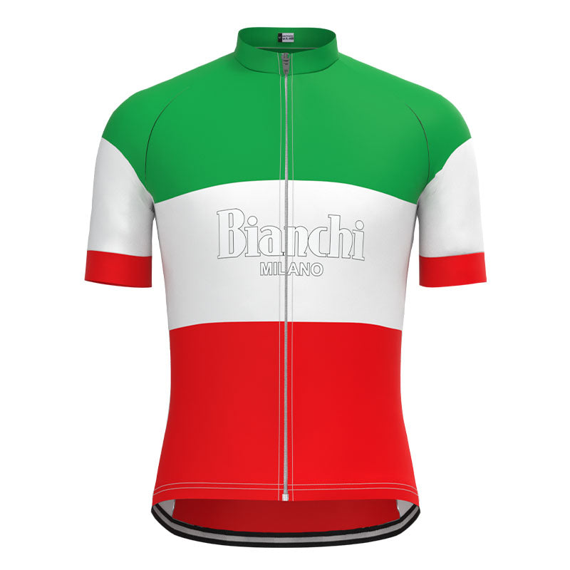 BIANCHI GREEN And Red Retro Cycling Jersey Short sleeve suit