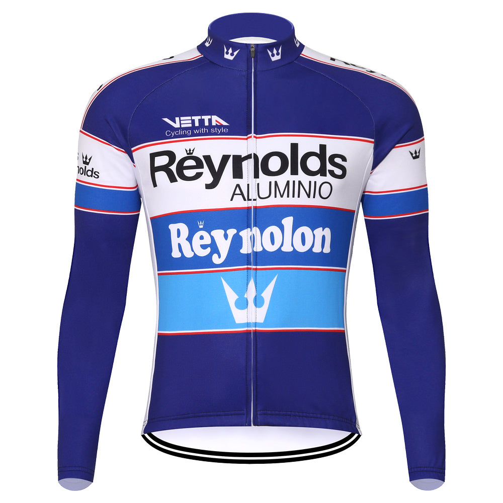 REYNOLDS Blue Retro Cycling Jersey long sleeve