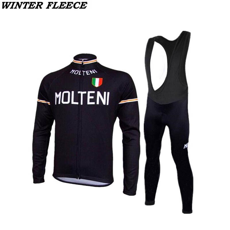 MOLTENI Sort Retro Cykeltrøje Langærmet jakkesæt